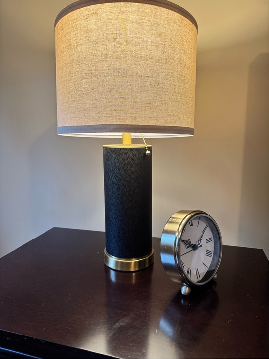 KDG Other - KDG Black leather and Gold embossed Table Lamp - Decorative Home Accent